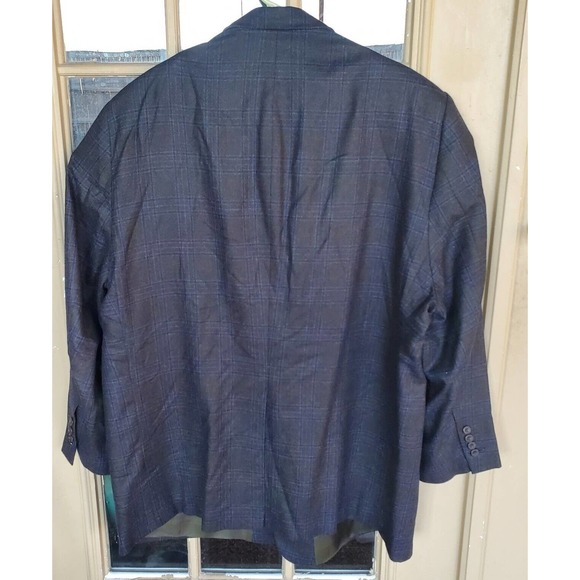 Hickey Freeman Men's Custom Surgical Cuffs Charcoal Plaid Wool 2 Btn Blazer 51 R - Picture 2 of 12